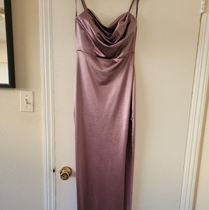WINDSOR Lola High Slit Satin Dress